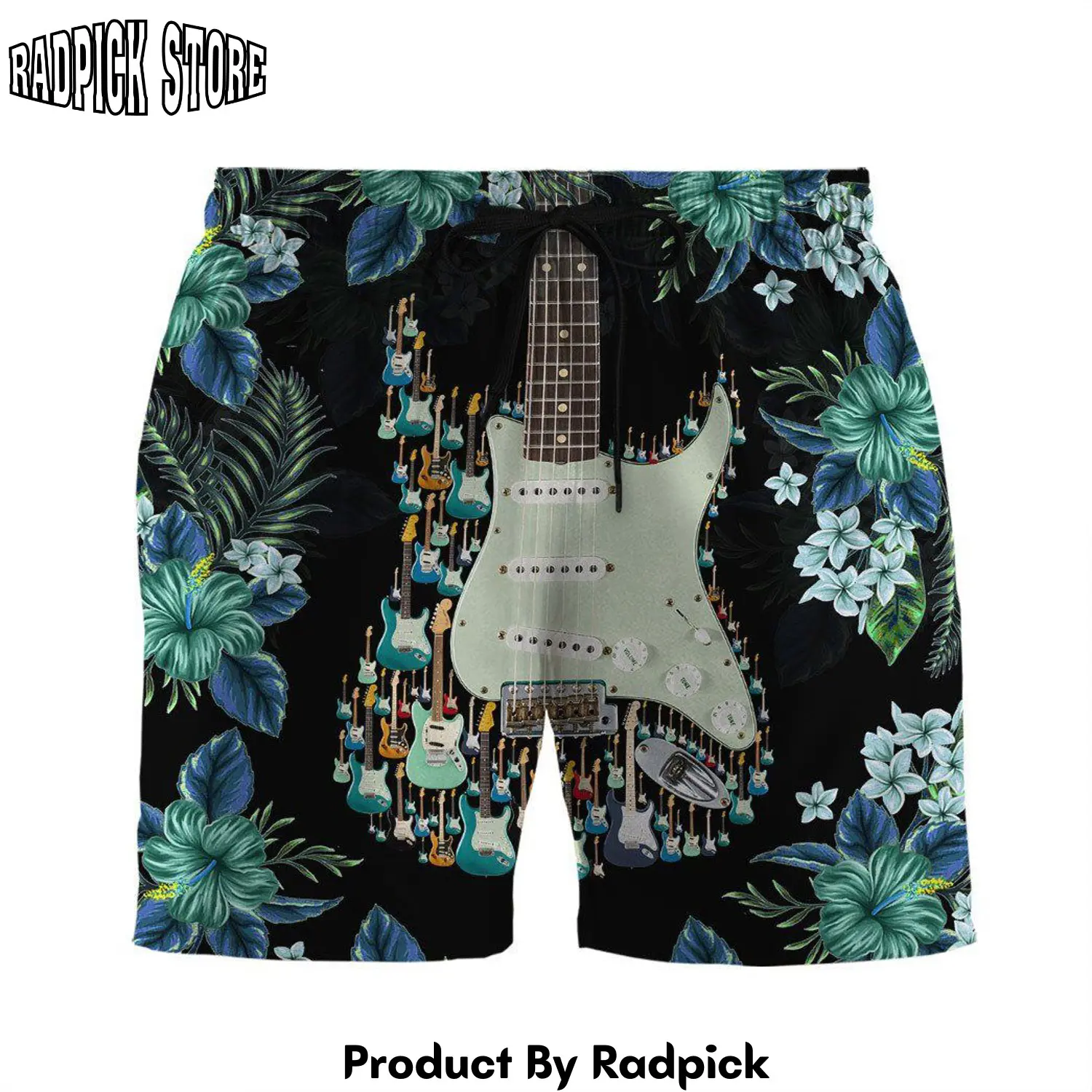 Radpick 3d electric guitar hawaii custom beach shorts swim trunks rp631548